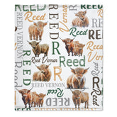 Personalized Name Blanket - Highland Cow Blanket - Personalized Baby Blanket